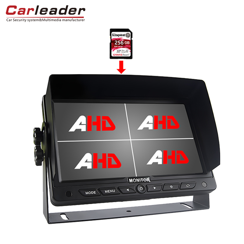 Carleader 7 इन्च ट्रक अनबोर्ड HD क्वाड स्प्लिट मनिटर DVR रेकर्डिङ प्रकार्यको साथ Carleader 7 इन्च ट्रक अनबोर्ड HD क्वाड स्प्लिट मनिटर DVR रेकर्डिङ प्रकार्यको साथ