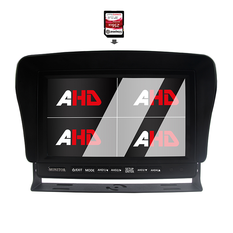 Carleader 9 इन्च क्वाड डिस्प्ले ट्रक भिडियो रेकर्डिङ AHD मनिटर