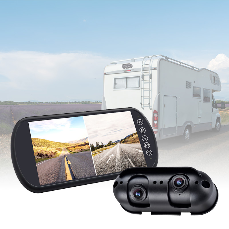 Carleader 7 इन्च डुअल लेन्स स्प्लिट भ्यू मिरर मनिटर प्रणालीको साथ तपाईंको RV / Motothome सुरक्षित गर्नुहोस् Carleader 7 इन्च डुअल लेन्स स्प्लिट भ्यू मिरर मनिटर प्रणालीको साथ तपाईंको RV / Motothome सुरक्षित गर्नुहोस्