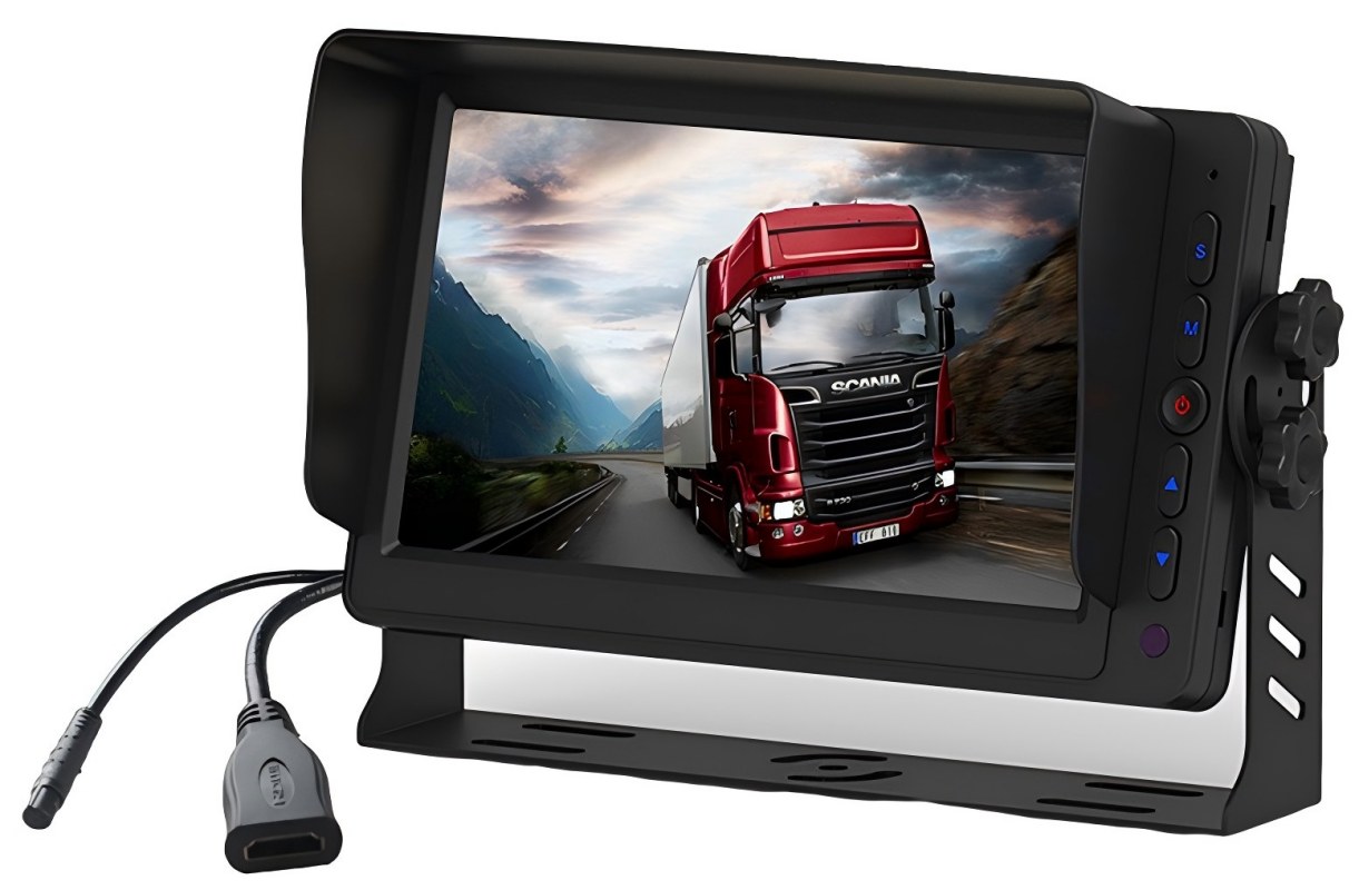 डुअल एभी इनपुट, रिभर्स ट्रिगर र बिल्ट-इन स्पिकरको साथ ७ इन्चको HDMI सवारी साधन मनिटर